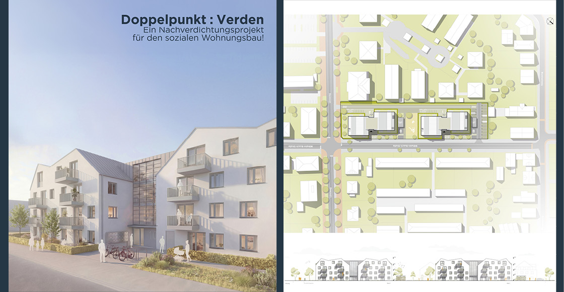 Konzept/Visualisierung einer Nachverdichtung mit sozialem Wohnungsbau in Verden